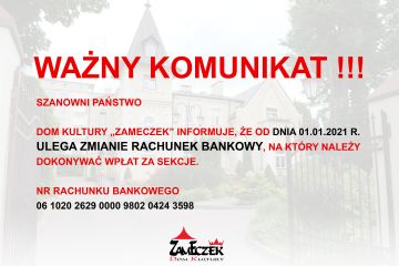 ZMIANA RACHUNKU BANKOWEGO !!!!