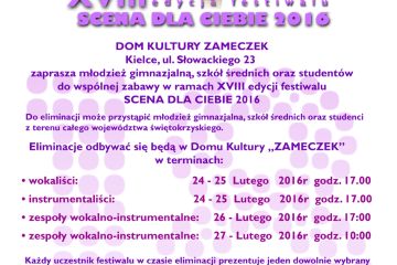 XVIII edycja festiwalu Scena dla Ciebie czekamy na wasze zgłoszenia!