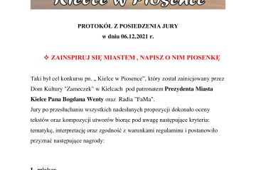📜PROTOKÓŁ Z POSIEDZENIA JURY📜  Konkursu 🎼Kielce w Piosence🎼