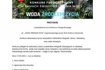 PROTOKÓŁ KONKURSU FOTOGRAFICZNEGOWODA ŹRÓDŁEM ŻYCIA