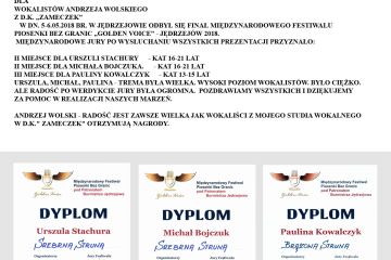 Kolejne nagrody   dla  wokalistów Andrzeja Wolskiego  z D.K. „Zameczek”
