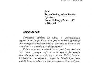 podziękowania od Prezydenta