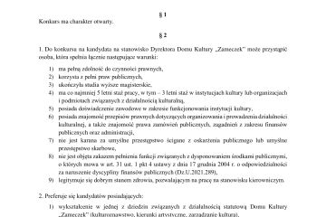 Konkurs na kandydata na stanowisko dyrektora instytucji kultury pn. Dom Kultury Zameczek w Kielcach ul. Słowackiego 23