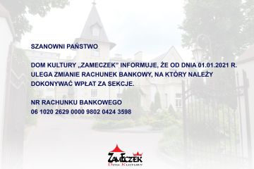 UWAGA - Zmiana numeru konta bankowego
