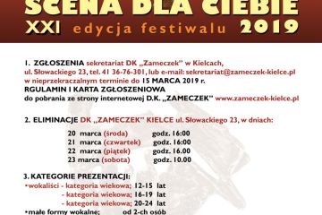 Zapraszamy do udziału w Festiwalu Scena dla Ciebie 2019