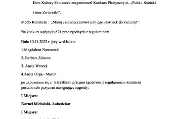 📋PROTOKÓŁ📋 z posiedzenia jury III Ogólnopolskiego Konkursu Plastycznego  pt. "Psiaki, Kociaki i inne Zwierzaki" 