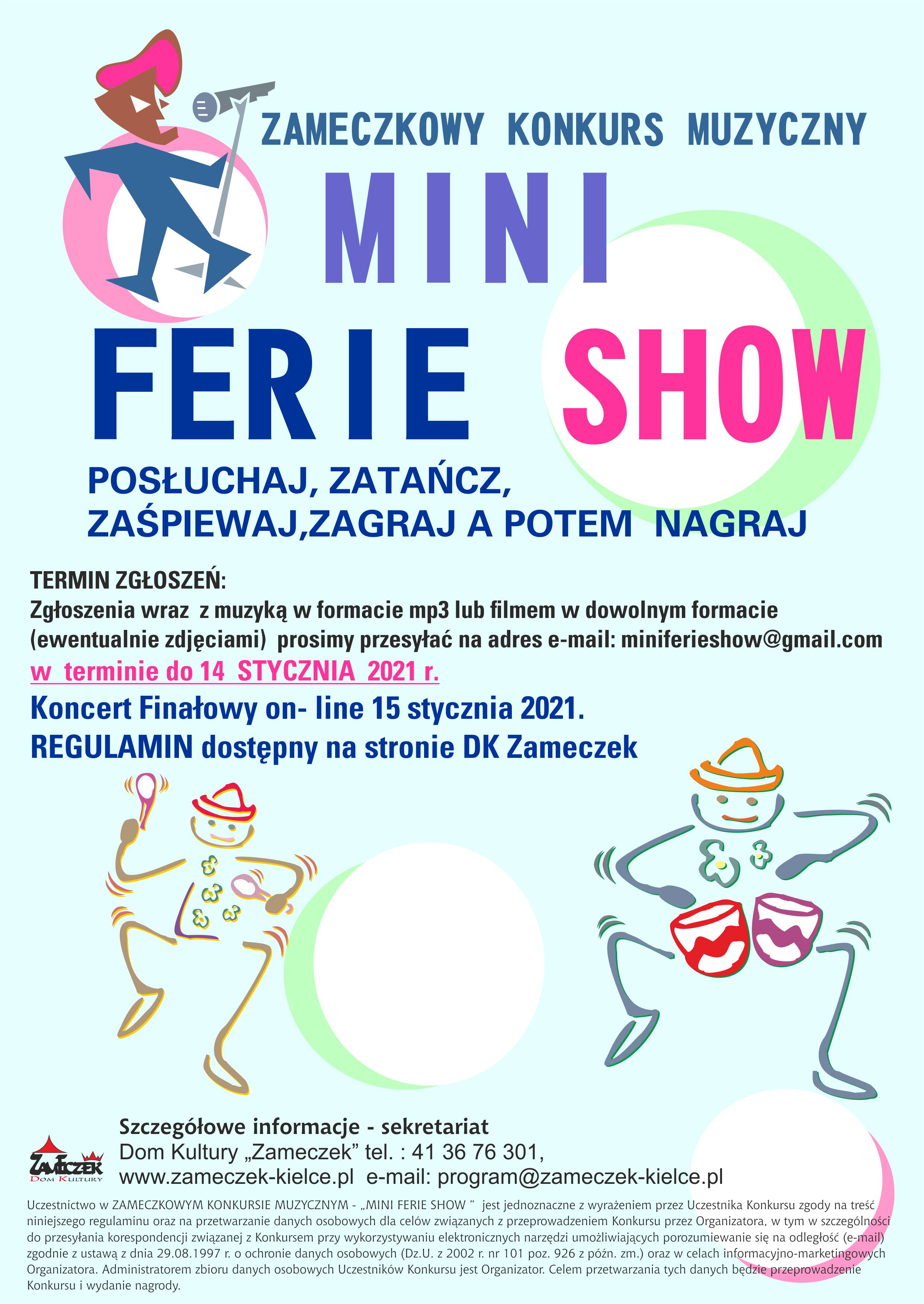 ZAMECZKOWY KONKURS MUZYCZNY MINI FERIE SHOW 2021 2